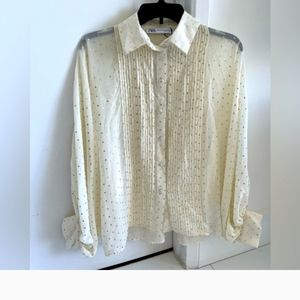 Zara white polka blouse